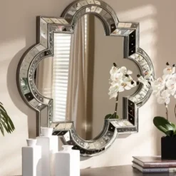 Decorative Mirrors-Kirkland's Home Antique Silver Quatrefoil Frame Wall Mirror