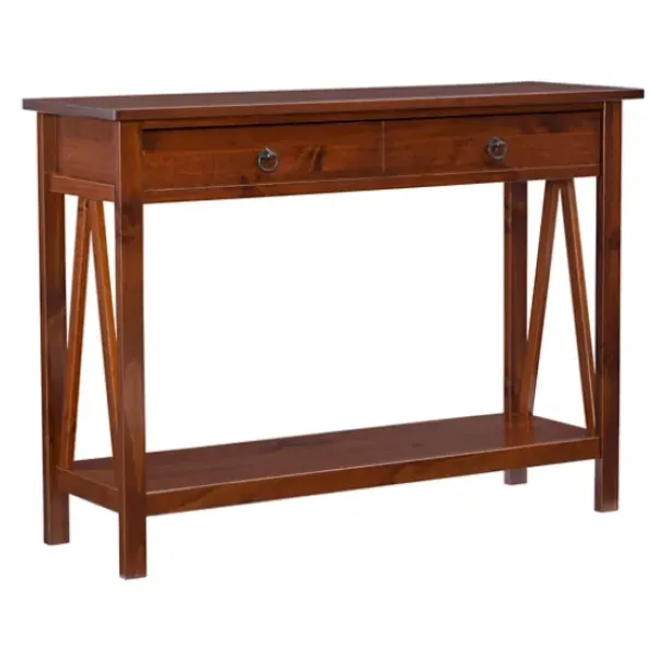 Console Tables-Kirkland's Home Antique Tobacco Console Table With Bottom Shelf