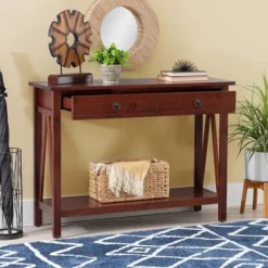 Console Tables-Kirkland's Home Antique Tobacco Console Table With Bottom Shelf