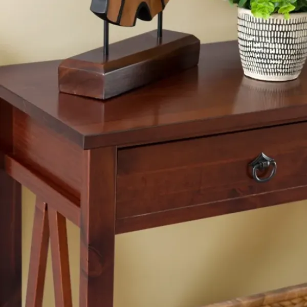 Console Tables-Kirkland's Home Antique Tobacco Console Table With Bottom Shelf