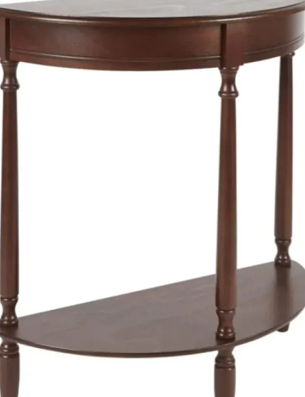 Console Tables-Kirkland's Home Antique Walnut Half Round Console Table Brown
