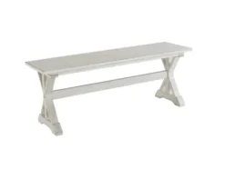 Benches & Ottomans-Kirkland's Home Antique Washed Wood Dining Bench White
