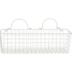 Wall Storage-Kirkland's Home Antique White 2-Pc. Long Wire Basket Set, 17 In.