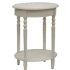 Nightstands-Kirkland's Home Antique White Simplicity Oval Side Table Ivory