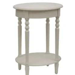Nightstands-Kirkland's Home Antique White Simplicity Oval Side Table Ivory