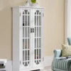 Cabinets & Sideboards-Kirkland's Home Antique White Tall Windowpane Cabinet