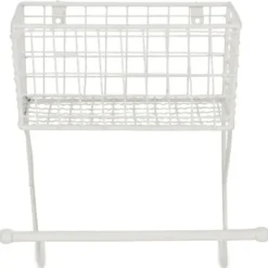 Wall Storage-Kirkland's Home Antique White Wire Basket Towel Rack