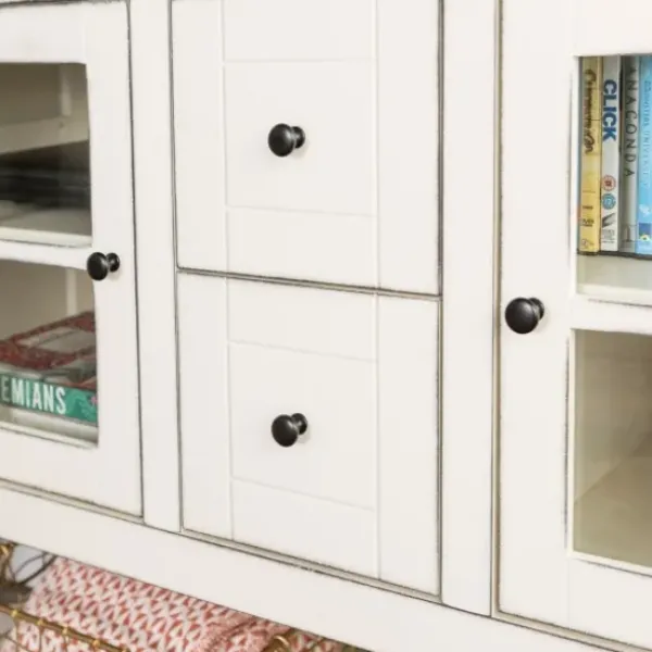 Console Tables-Kirkland's Home Antique White Wood Tv Stand Console Table Ivory