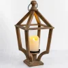 Lanterns-Kirkland's Home Antique Wood Footed Lantern Brown