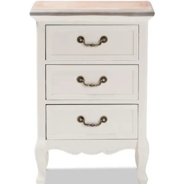 Nightstands-Kirkland's Home Antique Wooden 3-Drawer Nightstand White