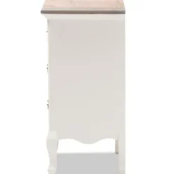 Nightstands-Kirkland's Home Antique Wooden 3-Drawer Nightstand White