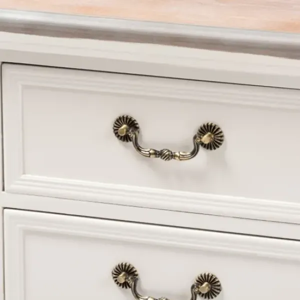 Nightstands-Kirkland's Home Antique Wooden 3-Drawer Nightstand White