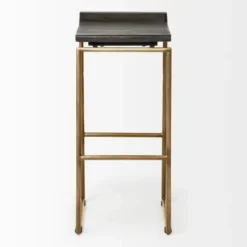 Bar Stools & Counter Height Stools-Kirkland's Home Antiqued Gold Frame Modern Bar Stool Gold/Brown