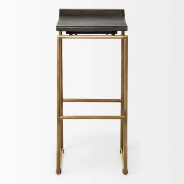 Bar Stools & Counter Height Stools-Kirkland's Home Antiqued Gold Frame Modern Bar Stool Gold/Brown