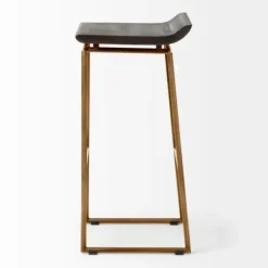 Bar Stools & Counter Height Stools-Kirkland's Home Antiqued Gold Frame Modern Bar Stool Gold/Brown
