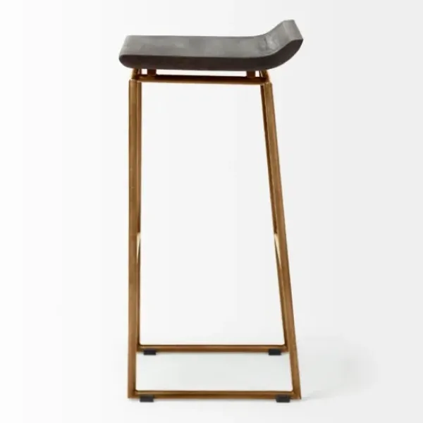 Bar Stools & Counter Height Stools-Kirkland's Home Antiqued Gold Frame Modern Bar Stool Gold/Brown