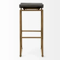 Bar Stools & Counter Height Stools-Kirkland's Home Antiqued Gold Frame Modern Bar Stool Gold/Brown