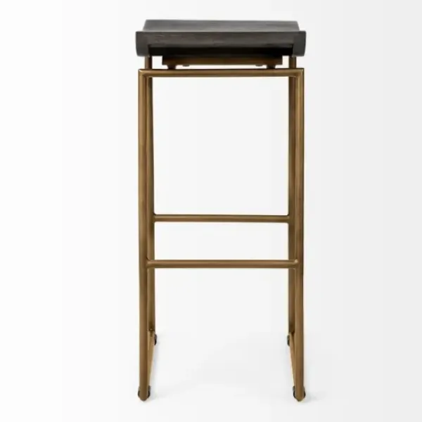 Bar Stools & Counter Height Stools-Kirkland's Home Antiqued Gold Frame Modern Bar Stool Gold/Brown