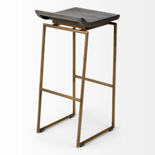 Bar Stools & Counter Height Stools-Kirkland's Home Antiqued Gold Frame Modern Bar Stool Gold/Brown