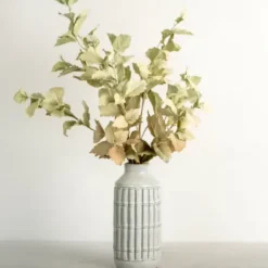 Arrangements & Greenery-Kirkland's Home Antiqued Leaves Arrangement In White Vase Green/White