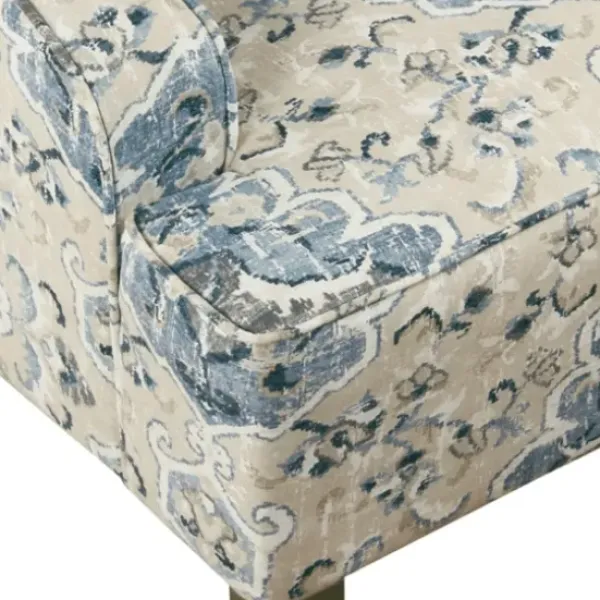 Accent Chairs-Kirkland's Home Antiqued Medallion Swoop Arm Accent Chair Blue