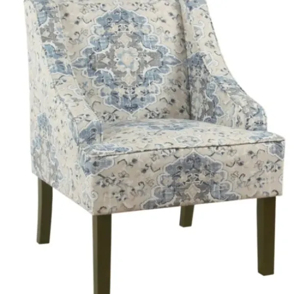 Accent Chairs-Kirkland's Home Antiqued Medallion Swoop Arm Accent Chair Blue