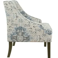 Accent Chairs-Kirkland's Home Antiqued Medallion Swoop Arm Accent Chair Blue