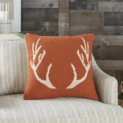Pillows-Kirkland's Home Antlers Cotton Throw Pillow Orange