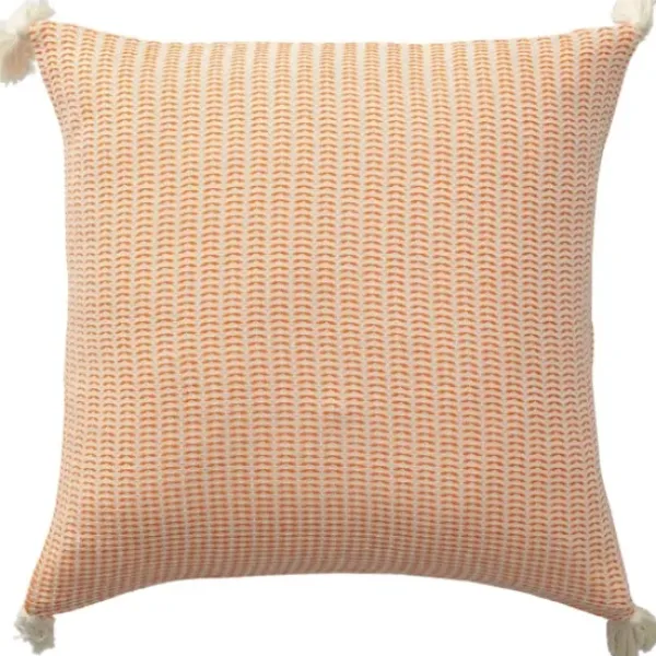 Pillows-Kirkland's Home Apricot Trapeze Organic Cotton Throw Pillow Orange/Ivory