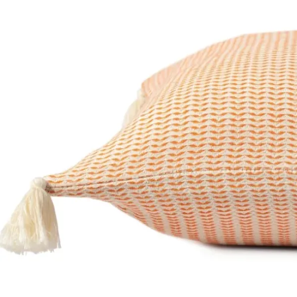 Pillows-Kirkland's Home Apricot Trapeze Organic Cotton Throw Pillow Orange/Ivory