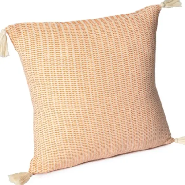 Pillows-Kirkland's Home Apricot Trapeze Organic Cotton Throw Pillow Orange/Ivory