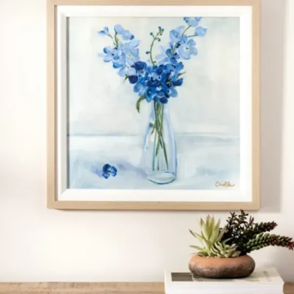 Framed Art-Kirkland's Home April Sweet Pea Framed Art Print Blue