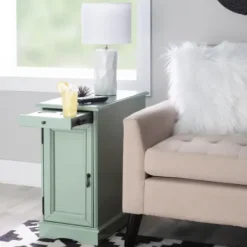 Nightstands-Kirkland's Home Aqua Accent Table With Charging Station Blue