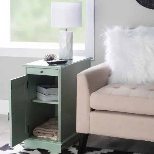 Nightstands-Kirkland's Home Aqua Accent Table With Charging Station Blue