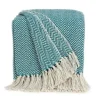 Blankets & Throws-Kirkland's Home Aqua Chevron Cotton Handloomed Tassel Throw Blue