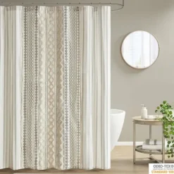 Shower Curtains-Kirkland's Home Aqua Cotton Jacquard Shower Curtain Blue