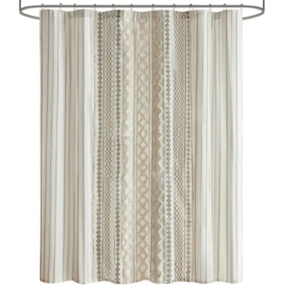 Shower Curtains-Kirkland's Home Aqua Cotton Jacquard Shower Curtain Blue