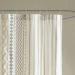 Shower Curtains-Kirkland's Home Aqua Cotton Jacquard Shower Curtain Blue