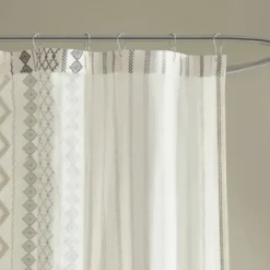 Shower Curtains-Kirkland's Home Aqua Cotton Jacquard Shower Curtain Blue