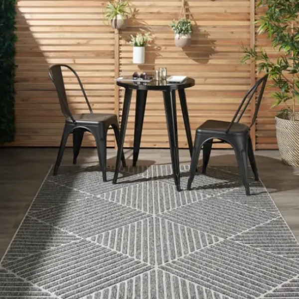 Outdoor Rugs-Kirkland's Home Aqua Embellished Indoor/Outdoor Area Rug, 3X4 Blue/White
