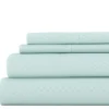 Bed Sheets-Kirkland's Home Aqua Embossed Checkered 3-Pc. Twin Sheet Set Blue