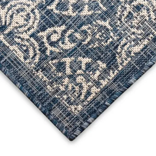 Outdoor Rugs-Kirkland's Home Aqua Forest Leaf Indoor/Outdoor Area Rug, 6X9 Green/White