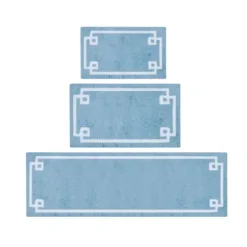 Bathroom Rugs-Kirkland's Home Aqua Geometric Pattern Reversible Bath Mat, 60 In Green/White