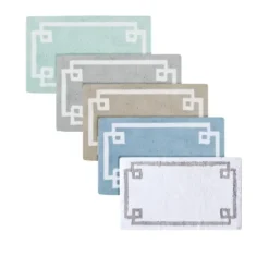 Bathroom Rugs-Kirkland's Home Aqua Geometric Pattern Reversible Bath Mat, 60 In Green/White