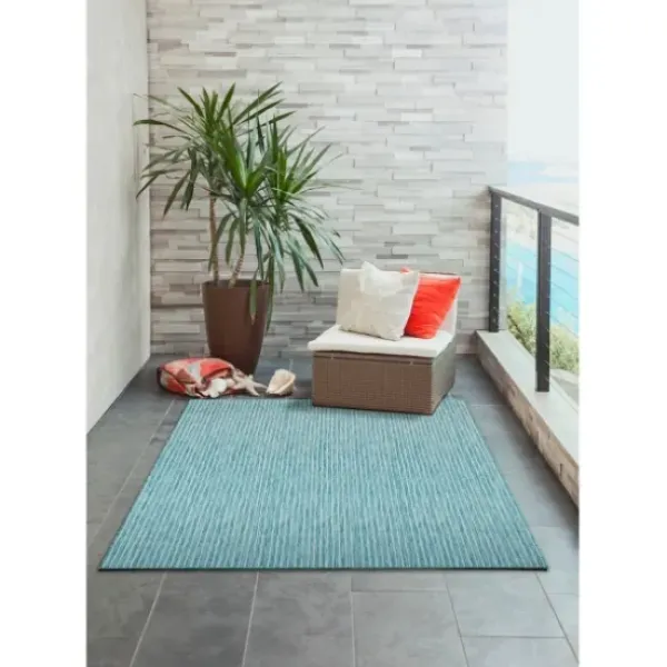 Outdoor Rugs-Kirkland's Home Aqua Intertwine Indoor/Outdoorr Area Rug, 6X9 Blue