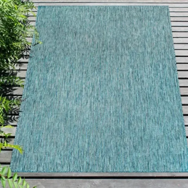 Outdoor Rugs-Kirkland's Home Aqua Intertwine Indoor/Outdoorr Area Rug, 6X9 Blue