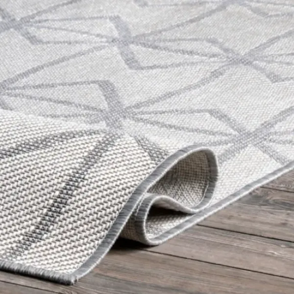 Outdoor Rugs-Kirkland's Home Aqua Moroccan Trellis Outdoor Area Rug, 4X6 Blue/White