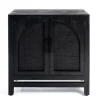 Cabinets & Sideboards-Kirkland's Home Arch Cane And Wood Cabinet Black
