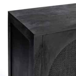 Cabinets & Sideboards-Kirkland's Home Arch Cane And Wood Cabinet Black