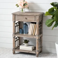Accent & End Tables-Kirkland's Home Arch Sides Cathedral Side Table Tan
